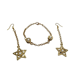 White strong bileklik stars küpe set